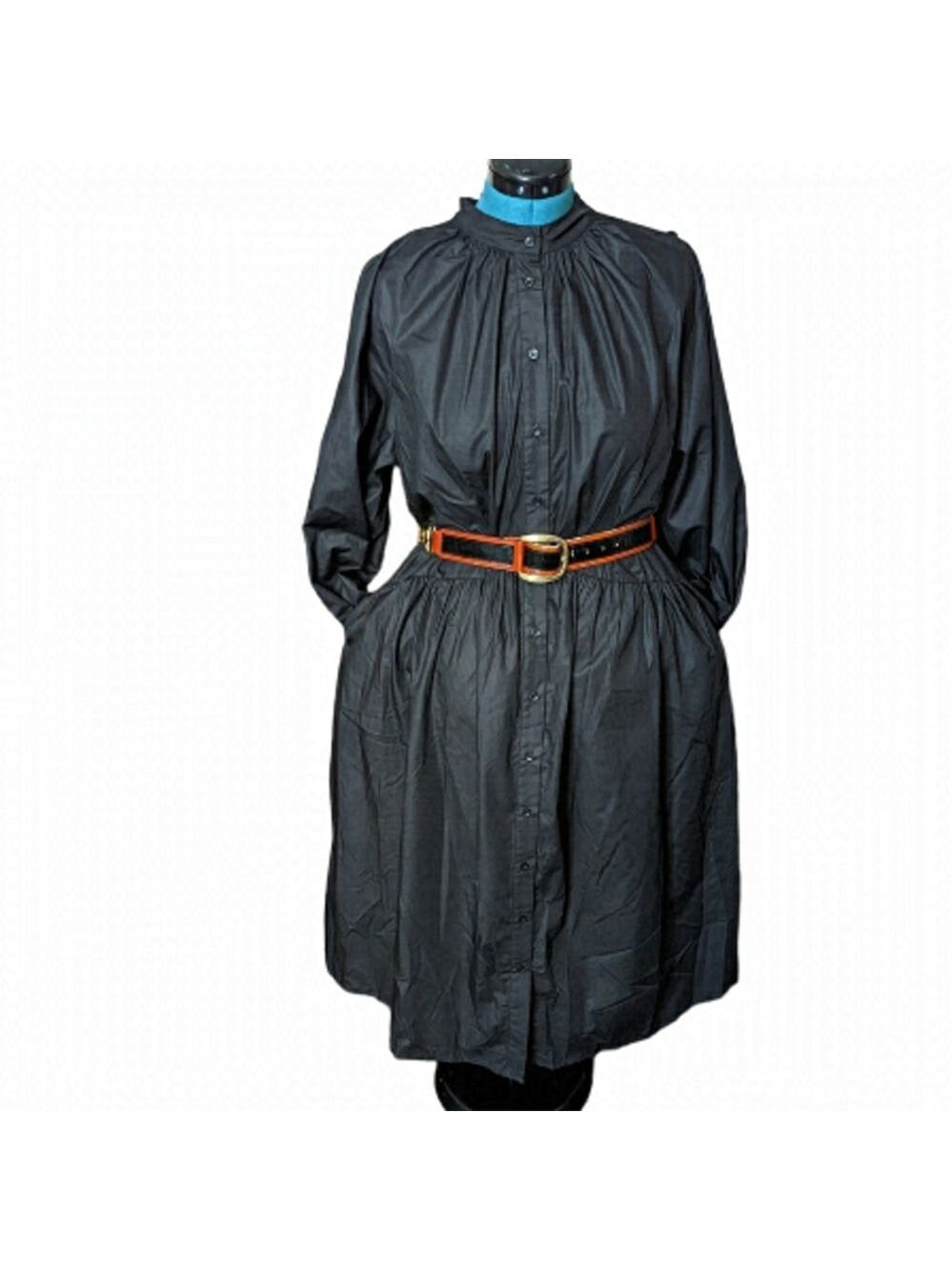 En Saison Long-Sleeve Poplin Shirtdress